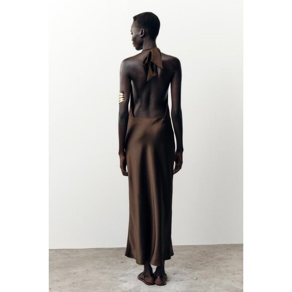 ZARA HALTER MIDI DRESS - Picture 5 of 10